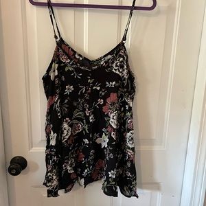 Black Floral Tank Top